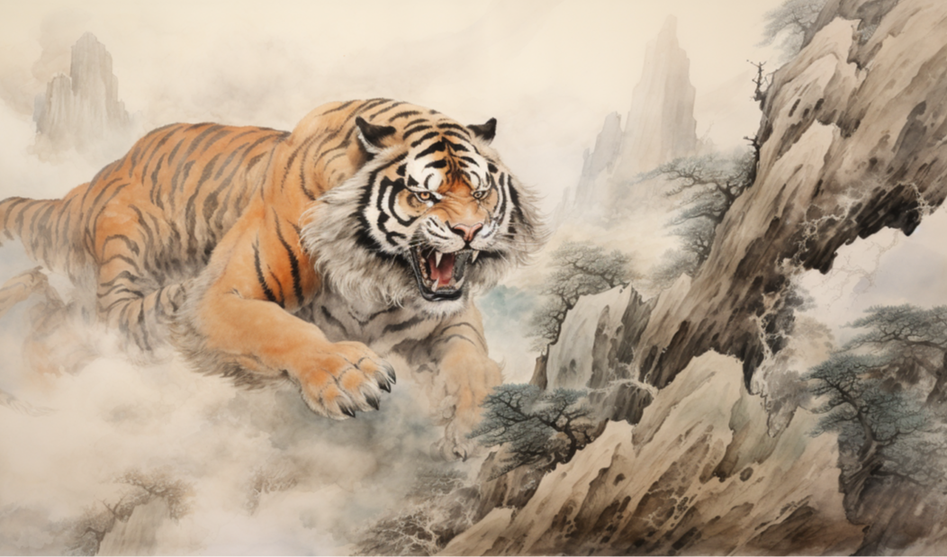 【Midjourney】下山虎——张大千风格的中国水墨画